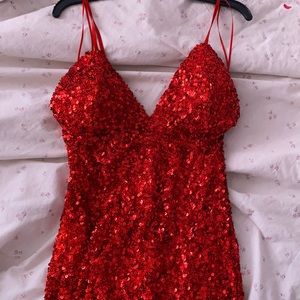 Red sequin dress